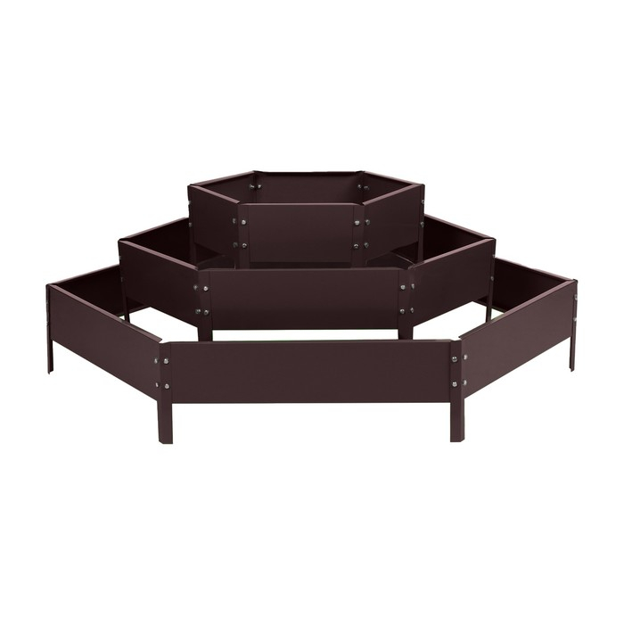 Клумба оцинкованная, 3 яруса, d = 60&ndash;100&ndash;140 см, h = 45 см, коричневая, Greengo