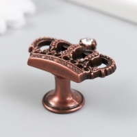 Ручка для шкатулки металл "Корона" страза, состаренная медь 4,5х3,2х2,6 см