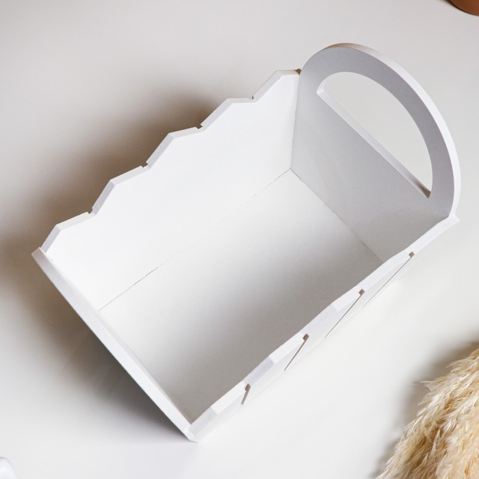 Кашпо деревянное 25&times;16&times;17 см "Мария", ручки боковые, МДФ, белое