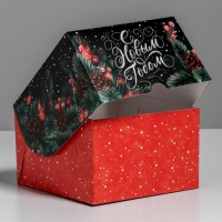 Коробка для капкейков &laquo;С Новым Годом!&raquo; 16 х 16 х 10 см, Новый год