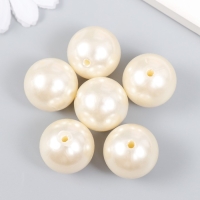 Бусины для творчества пластик "Жемчуг белый" d=2,2 см набор 6 шт