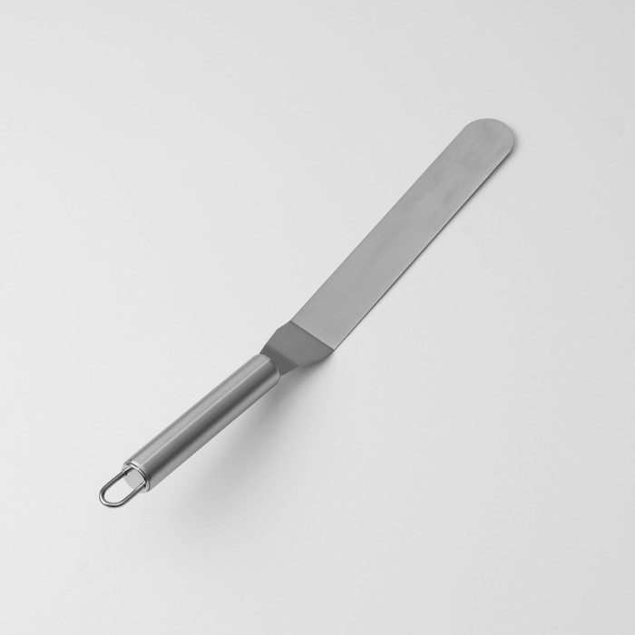 Кондитерская лопатка - палетка изогнутая Доляна, 31,5&times;3 см, рабочая часть 19,2 см, цвет серебристый