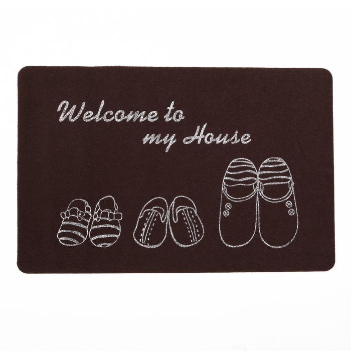 Коврик придверный грязезащитный Доляна &laquo;Тапочки&raquo;, влаговпитывающий, 35&times;58 см, цвет МИКС