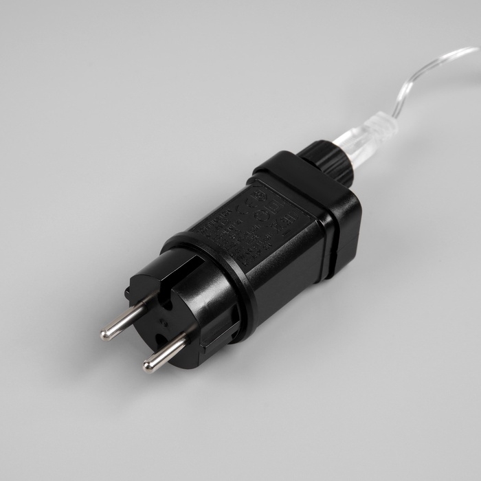 Гирлянда &laquo;Мишура&raquo; 20 м роса, IP44, серебристая нить, 600 LED, 8 режимов, свечение мульти, 18 В