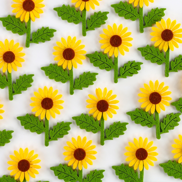 Декор из фетра на клеевой основе, набор 20 шт., размер 1 шт. &mdash; 6 &times; 5 см., цвет жёлтый