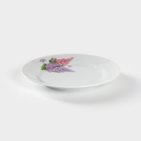 Тарелка Добрушский завод &laquo;Сирень&raquo;, d=17 см, фарфор, белая