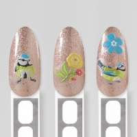 Наклейки для ногтей &laquo;Птенчики и цветы&raquo;, объёмные, цвет голубой/жёлтый/зелёный