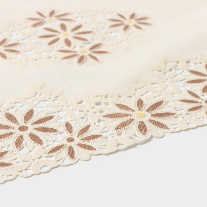 Салфетка ажурная для стола &laquo;Лютики&raquo;, 45&times;30 см , цвет бежево-коричневый