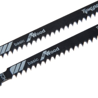 Пилки для лобзиков ТУНДРА, по дереву, прямой грубый рез, HCS, 75/100 х 3 мм, 2 шт.