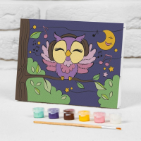 Картина по номерам для детей на подрамнике &laquo;Сова в наушниках&raquo;, 21 х 15 см