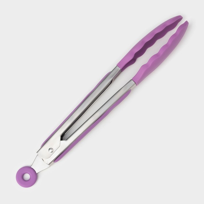 Щипцы кухонные Доляна &laquo;Лист&raquo;, 25&times;3,5 см, цвет сиреневый