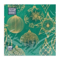 Новогодние салфетки бумажные Home Collection &laquo;Золотые украшения на зеленом&raquo;, 3 слоя, 33х33 см, 20 шт