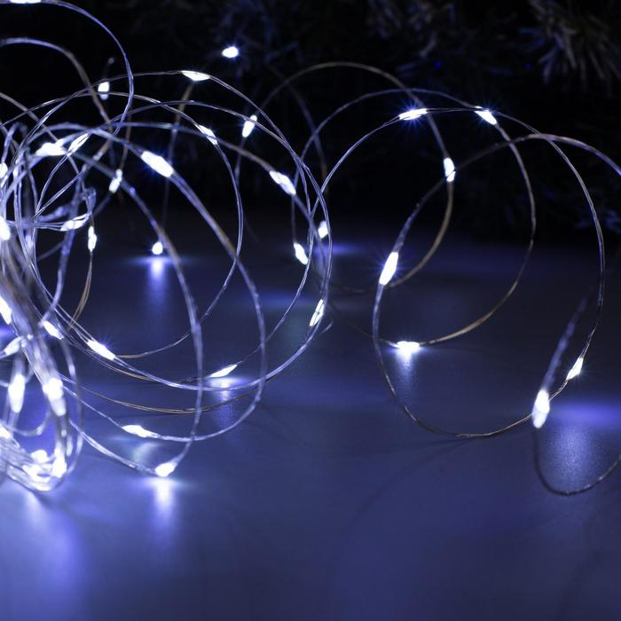 Гирлянда &laquo;Нить&raquo; 20 м роса, IP20, серебристая нить, 200 LED, свечение белое, 12 В
