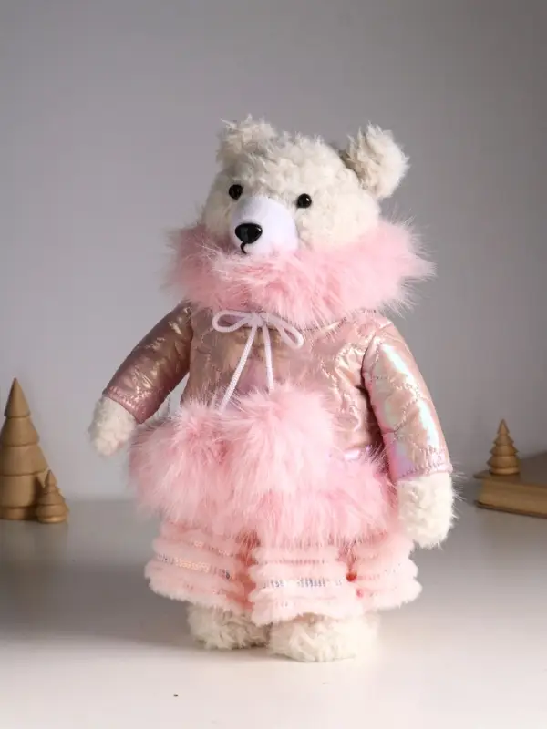 Кукла интерьерная "Медведица в розовом пуховике" раздвижная 37-65 см 23х16х37 см