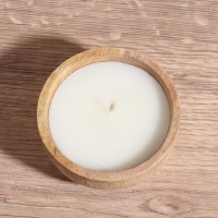 Свеча в деревянной чаше, парафин и соевый воск 9,5х9,5х4 см