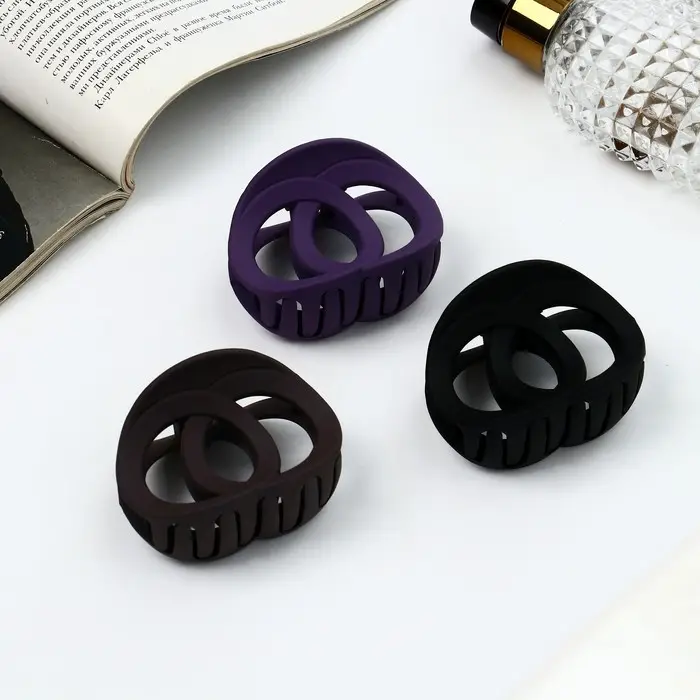 Крабик для волос &laquo;Леона&raquo;, круги классика матовый, 6.5 см, МИКС