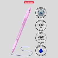 Ручка шариковая ErichKrause R-301 Spring Stick & Grip, узел 0.7 мм, чернила синие, резиновый держатель, длина линии письма 2000 метров,МИКС