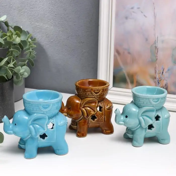 Аромалампа керамика "Слоненок" глянец МИКС 9х9,5х6 см