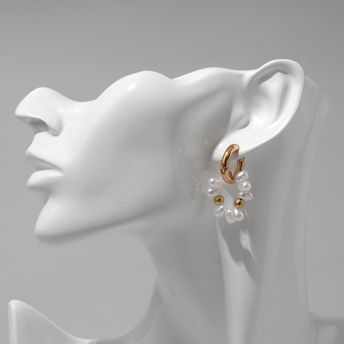 Серьги со съёмным элементом &laquo;Трансформер&raquo; клевер-сердце, цвет бело-бежевый в золоте