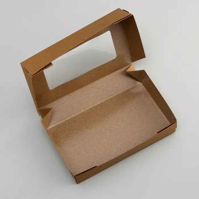 Контейнер на вынос, с окном,  крафт, 20 х 12 х 4 см