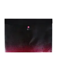 Папка-конверт на кнопке формат А4 180мкр Черная с металлизированной отделкой МИКС (шр на шт)   10843