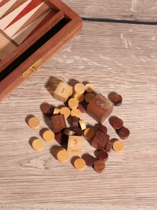 Нарды 17х12,5х3,5 см, дерево шишам, латунь