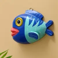 Панно "Рыба-клоун" дерево 20х16х4 см, цв. сине-бирюзовый