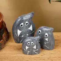 Набор сувенирный "Привидения" дерево H 12, 9, 7 см, цв. серый