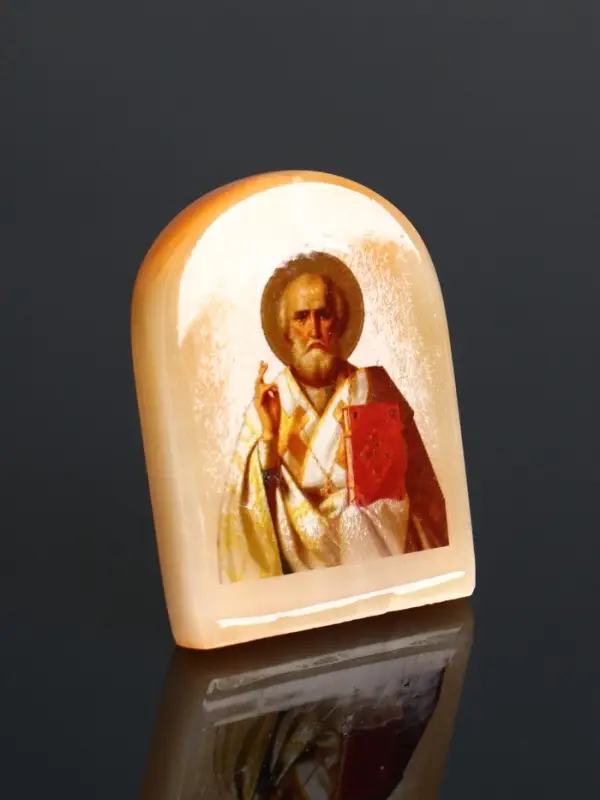 Икона Николай Угодник, 6х5 см, селенит