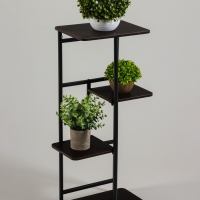 Подставка для цветов Greengo, 4 полки, 36 &times; 23 &times; 74 см, напольная, каркас металл, полки МДФ, чёрная