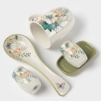 Салатник Доляна "Цветы" цвет белый   15,5х6 см