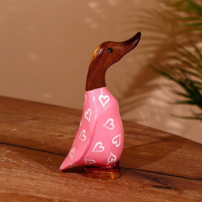 Сувенир "Утка в розовом" дерево 20 см