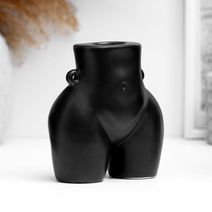 Подсвечник "Марта" черный глянец, 10х6х8см