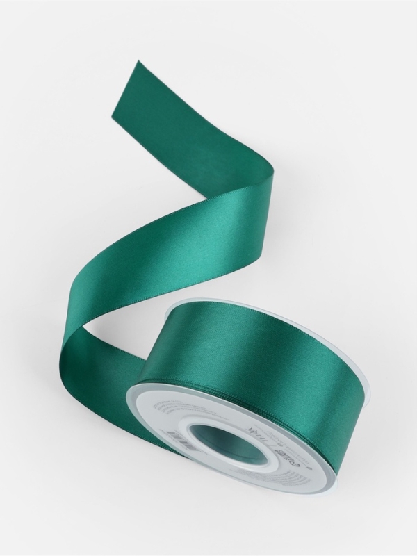 Лента атласная двухсторонняя №0589 38мм*25&plusmn;1м изумрудный TR