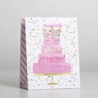 Пакет подарочный ламинированный, упаковка, &laquo;Happy Birthday&raquo;, S 12 х 15 х 5.5 см