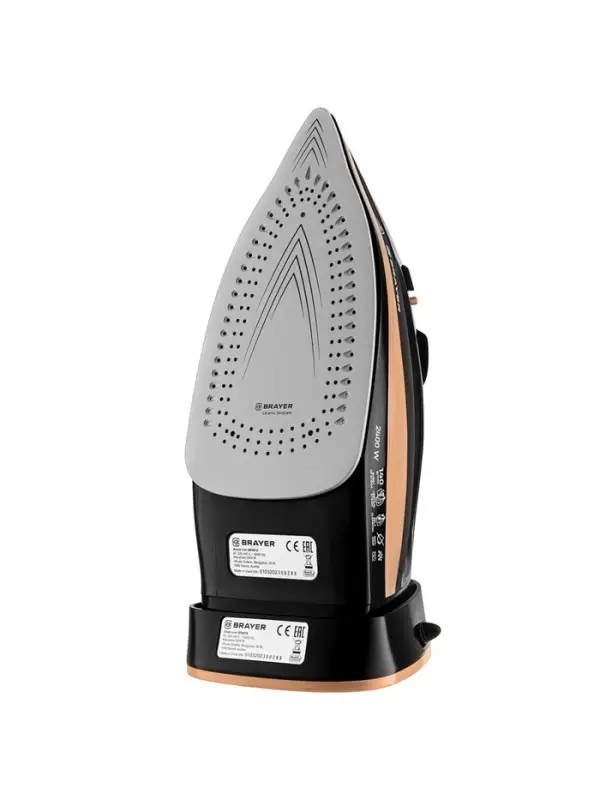 Утюг паровой BRAYER 4010BR, 2400 Вт, керамичекая подошва, 320 мл, беспроводной, коричневый