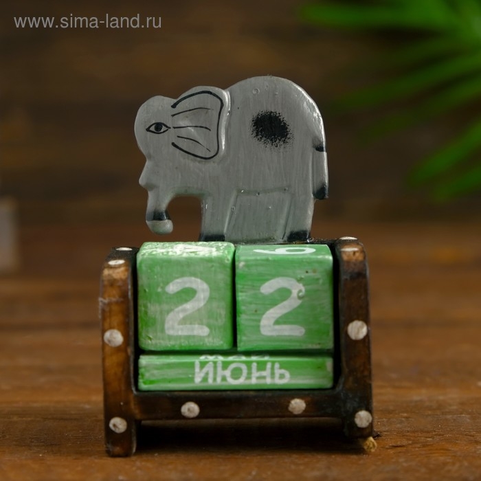 Деревянный календарь "Слоник" 7х4х10 см, МИКС (2языка)