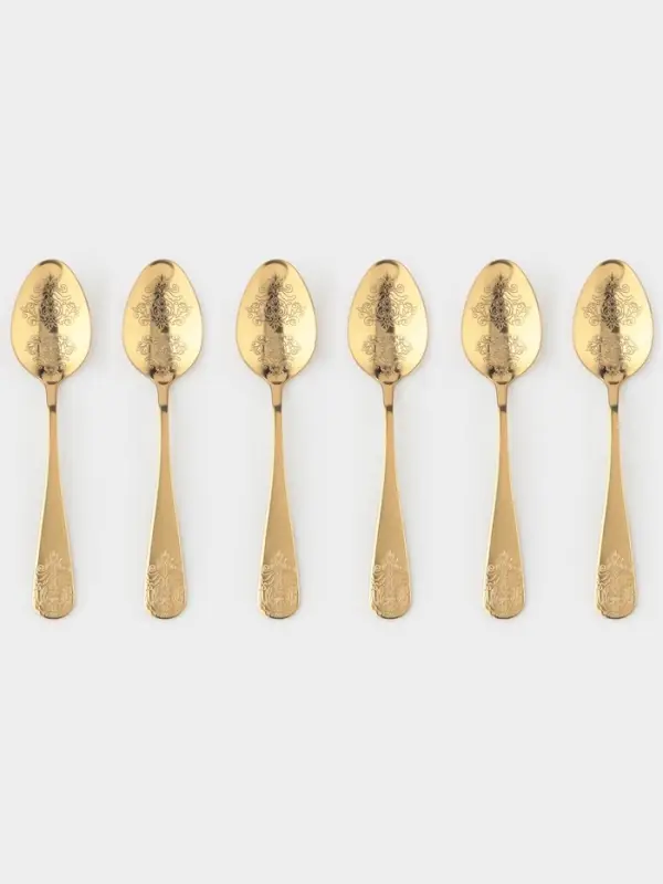 Набор ложек чайных 6 шт "Эмили" 13,2 см, цвет золото