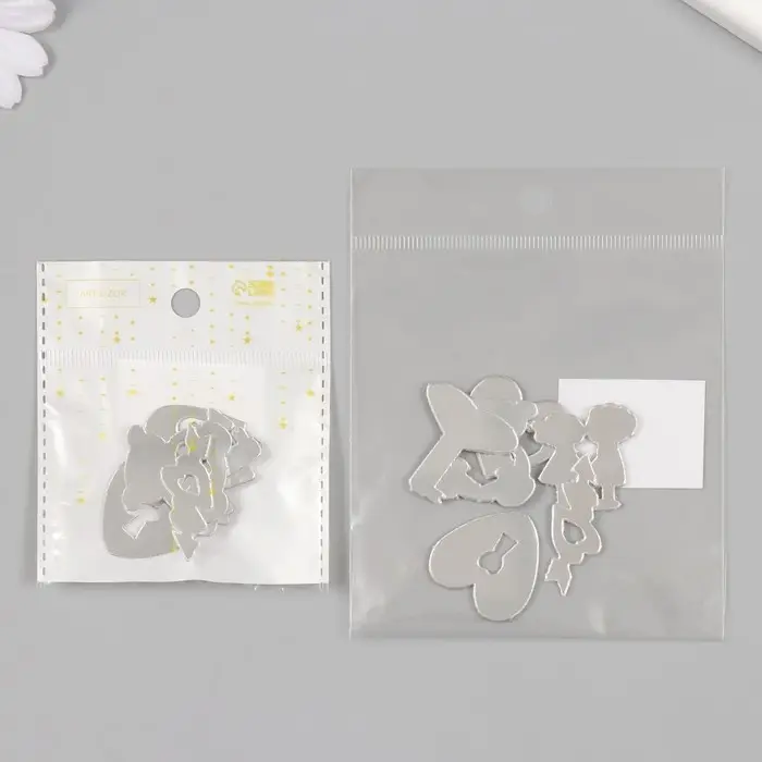 Декор для творчества пластик зеркальный "Любовь" набор 6 шт