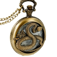 Часы карманные символ года &laquo;Змея&raquo;, кварцевые, цепочка l-40 см, d-4.5 см, Змея