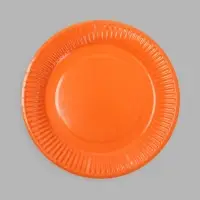Тарелка одноразовая бумажная однотонная, оранжевая