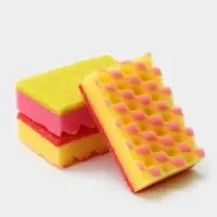 Губка для посуды с чистящим слоем PRIDE, 3 шт, 100&times;65&times;30 мм, МИКС