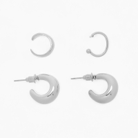 Набор серьги и каффы 4 шт. &laquo;Бублик&raquo;, цвет серебро