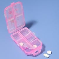 Таблетница, 9,5 &times; 6 &times; 3 см, 10 секций, цвет розовый