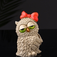 Набор фигур "4 совы на подносе" размер 20х10х10 см, бежевый