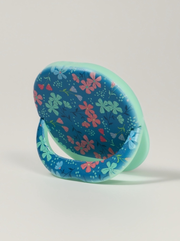 Зеркало карманное &laquo;Узор&raquo;, с подставкой, 8 &times; 8 см, цвет синий