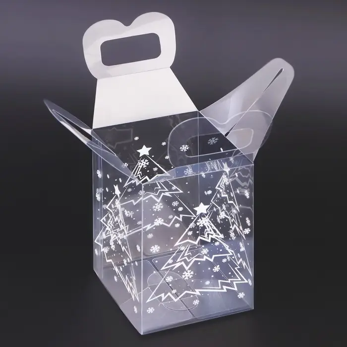 Коробка подарочная новогодняя складная ПВХ &laquo;Ёлочка в лесу&raquo; 12&times;7&times;7 см