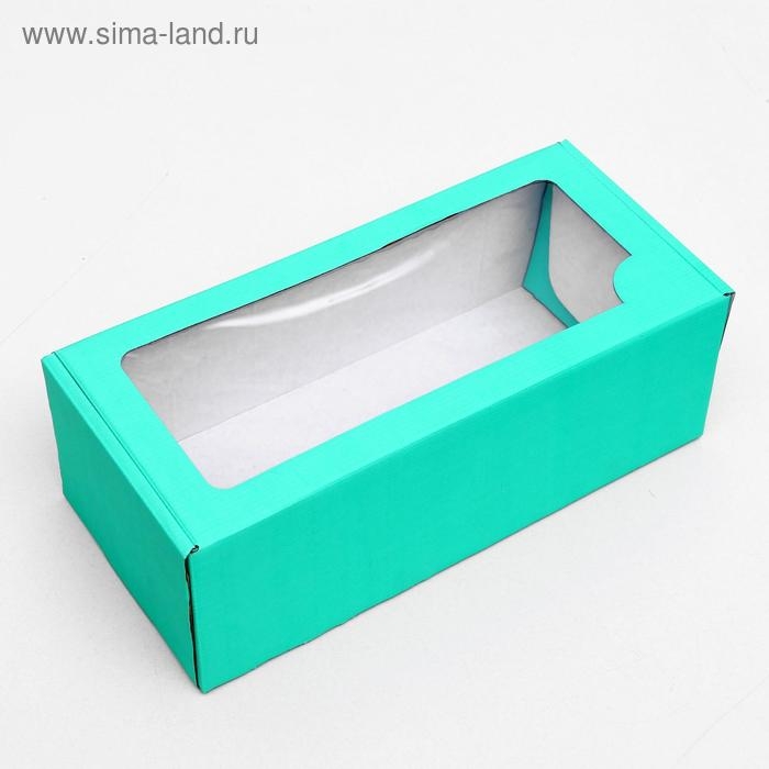 Коробка самосборная, с окном, мятная, 16 х 35 х 12 см МИКС