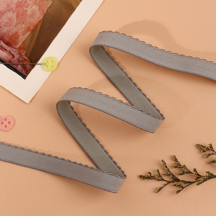 Резинка становая, с ажурным краем, 10 мм, 10 &plusmn; 0,5 м, цвет серый