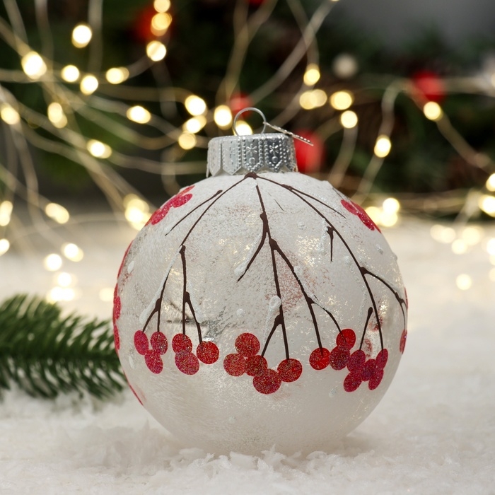 Шар "Задумчивый снегирь", 100 мм., в подарочной упаковке